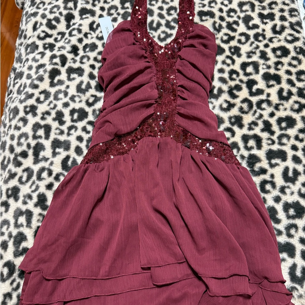 Princess Polly Burgundy Sequin Mini Dress